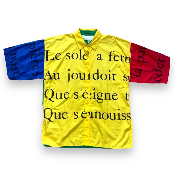 Jean Charles De Castelbajac Ko and Co Other - VTG JEAN-CHARLES DE CASTELBAJAC COLORBLOCK TEXT BUTTON DOWN CASUAL SHIRTS RARE
